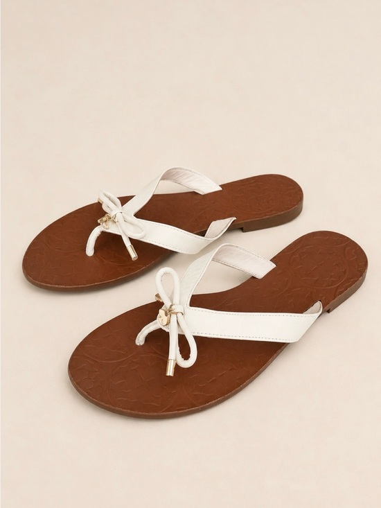 kate spade Shoes - Kate Spade Charles White Leather Bow Sandals Size 6M